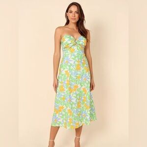 Petal and Pup Vanessa Yellow Tulip Strapless Midi Dress